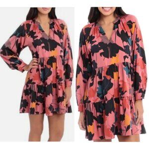 DONNA MORGAN DM Collection Amelia Faded Rose Tiered Flounce Dress Size 6